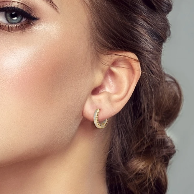 AROS DE PLATA BAÑADO EN ORO CIRCON ANCHO