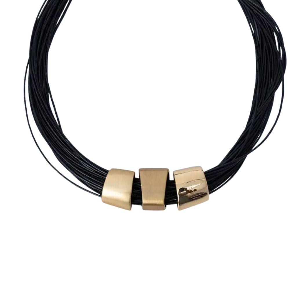 COLLAR BIJOUX GRUESO MULTI GEOMÉTRICO DORADO