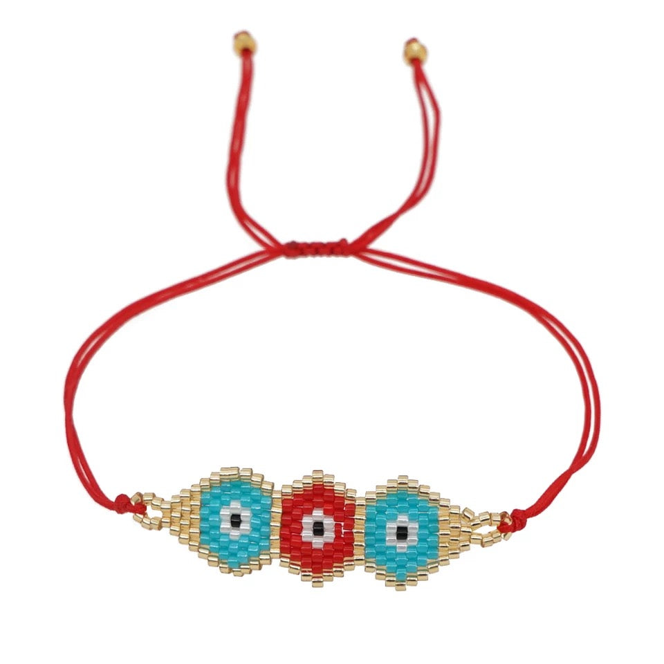 PULSERA MIYUKI ROJA 3 OJOS