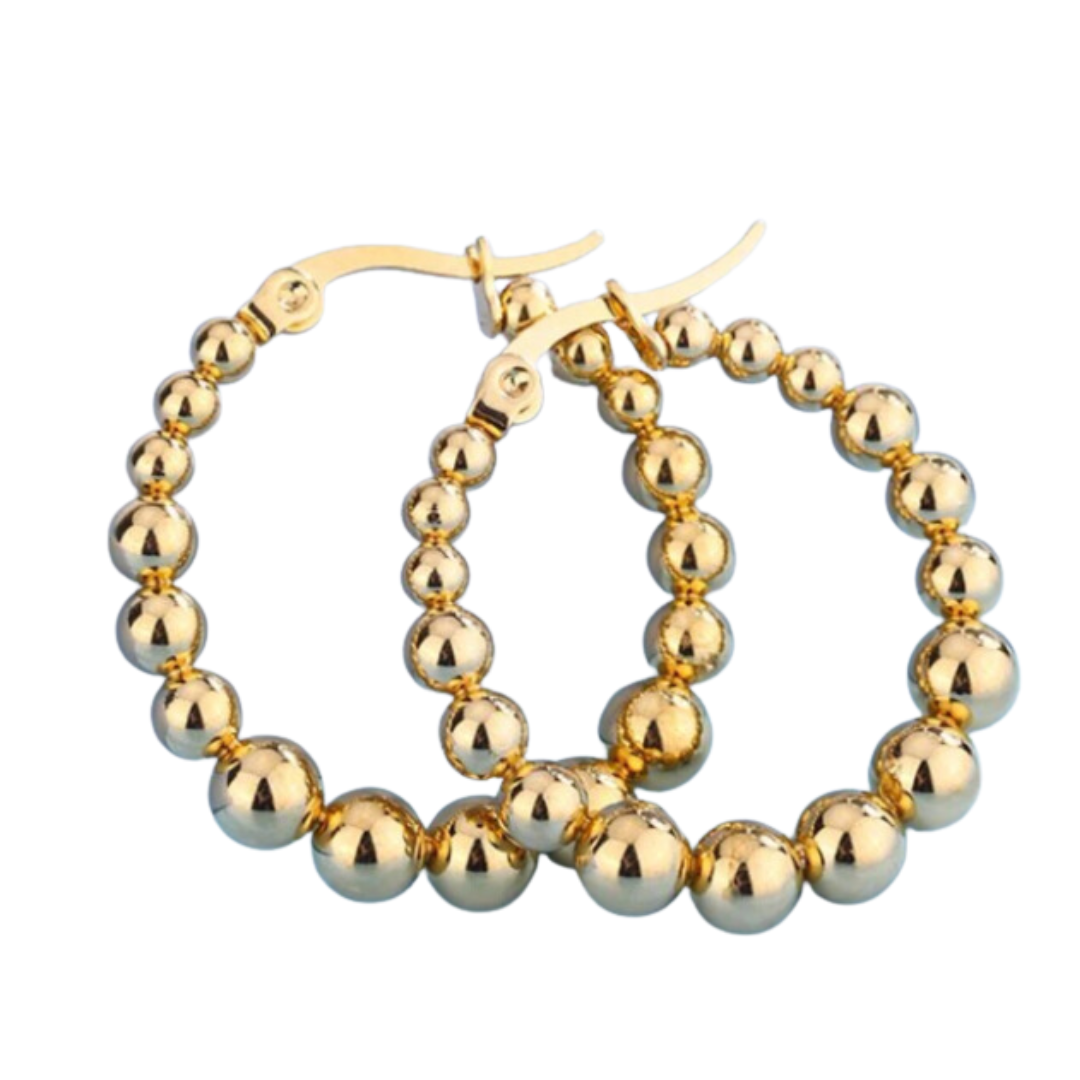 ARGOLLAS DE ACERO QUIRÚRGICO BOLITAS DORADAS.