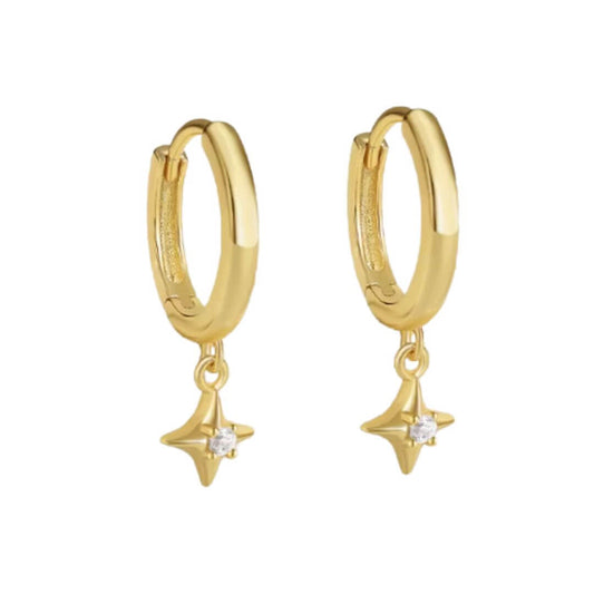 ARGOLLAS DE PLATA BAÑADAS EN ORO ESTRELLA PETIT.