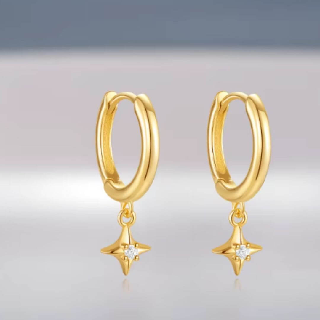 ARGOLLAS DE PLATA BAÑADAS EN ORO ESTRELLA PETIT.