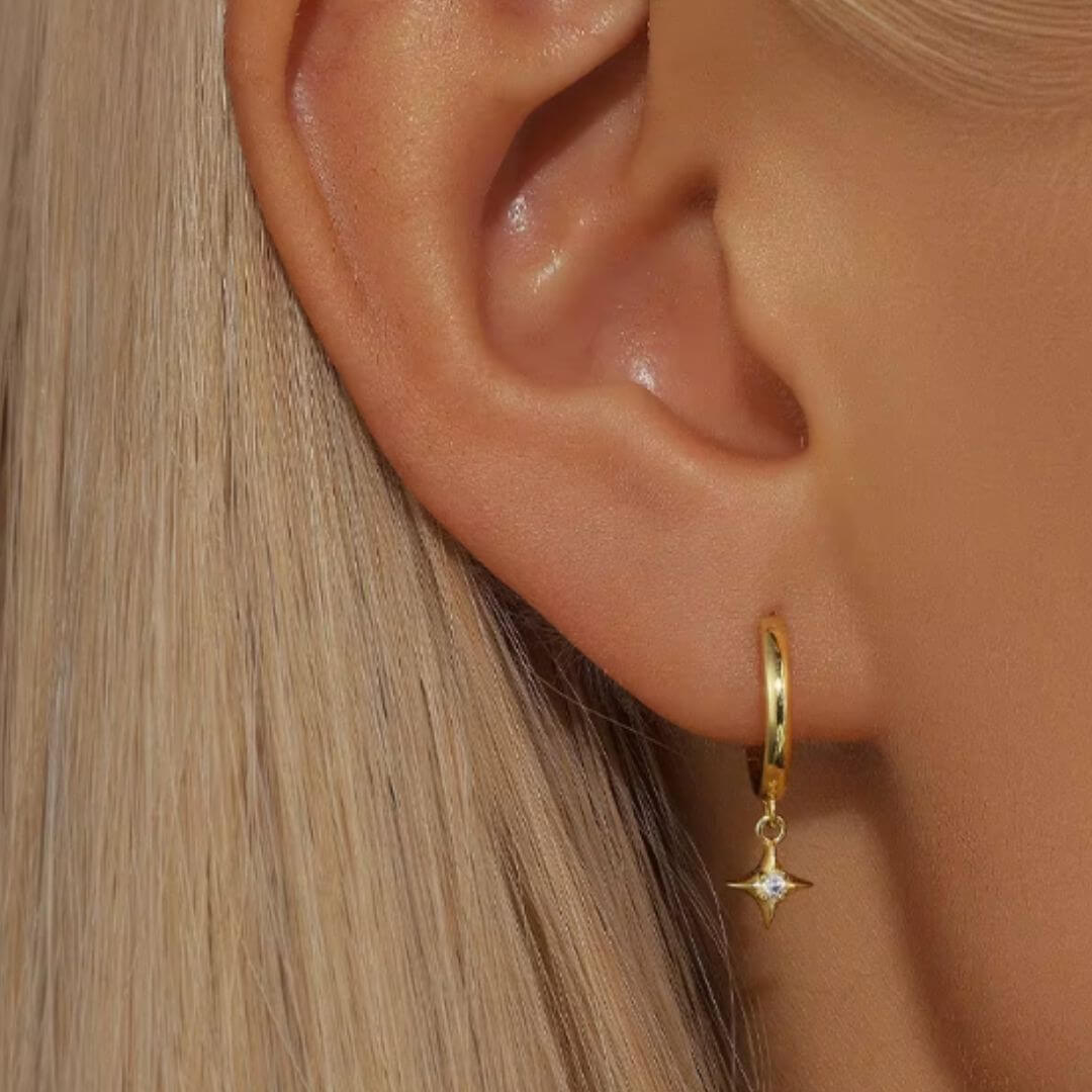 ARGOLLAS DE PLATA BAÑADAS EN ORO ESTRELLA PETIT.