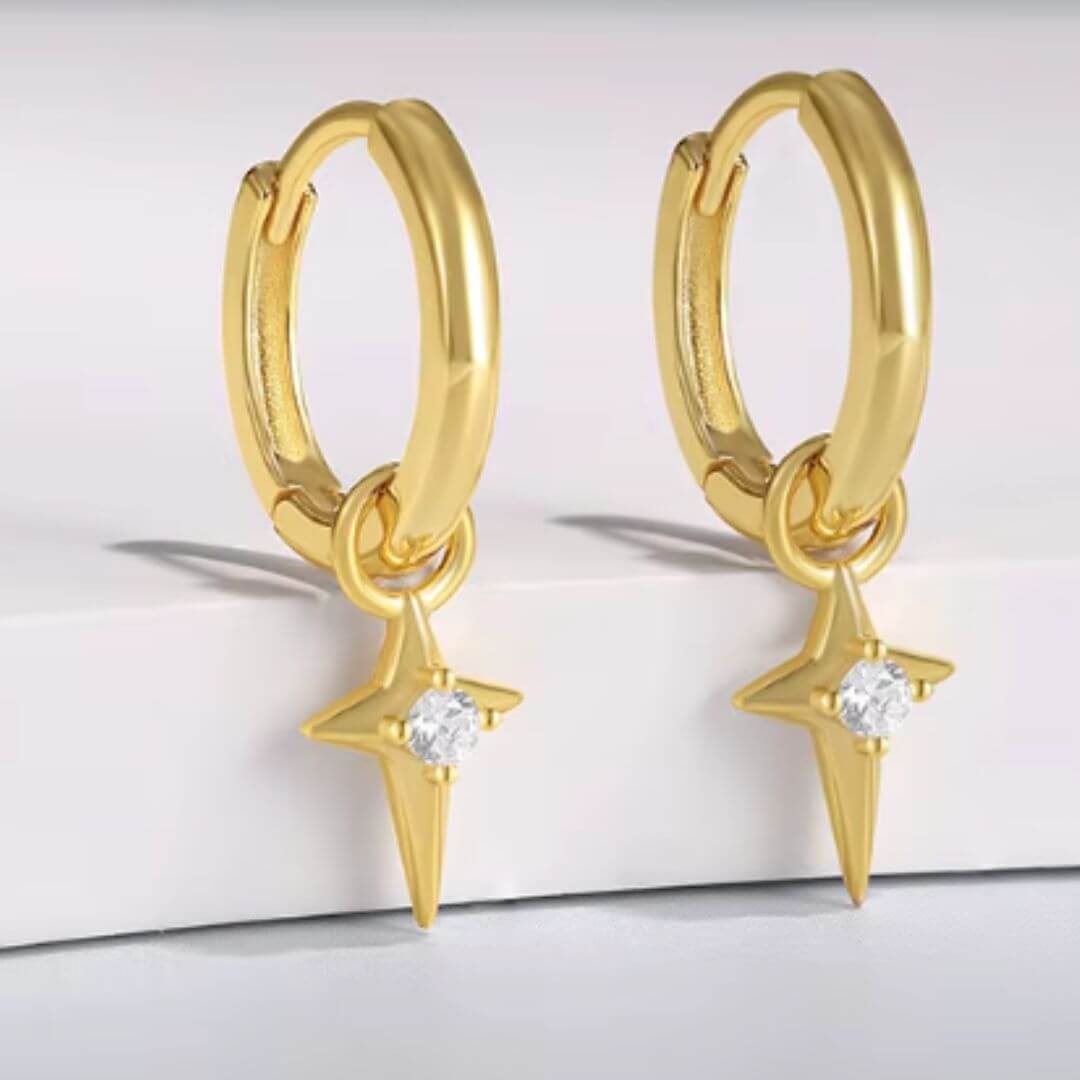 ARGOLLAS DE PLATA BAÑADAS EN ORO ESTRELLA PETIT.