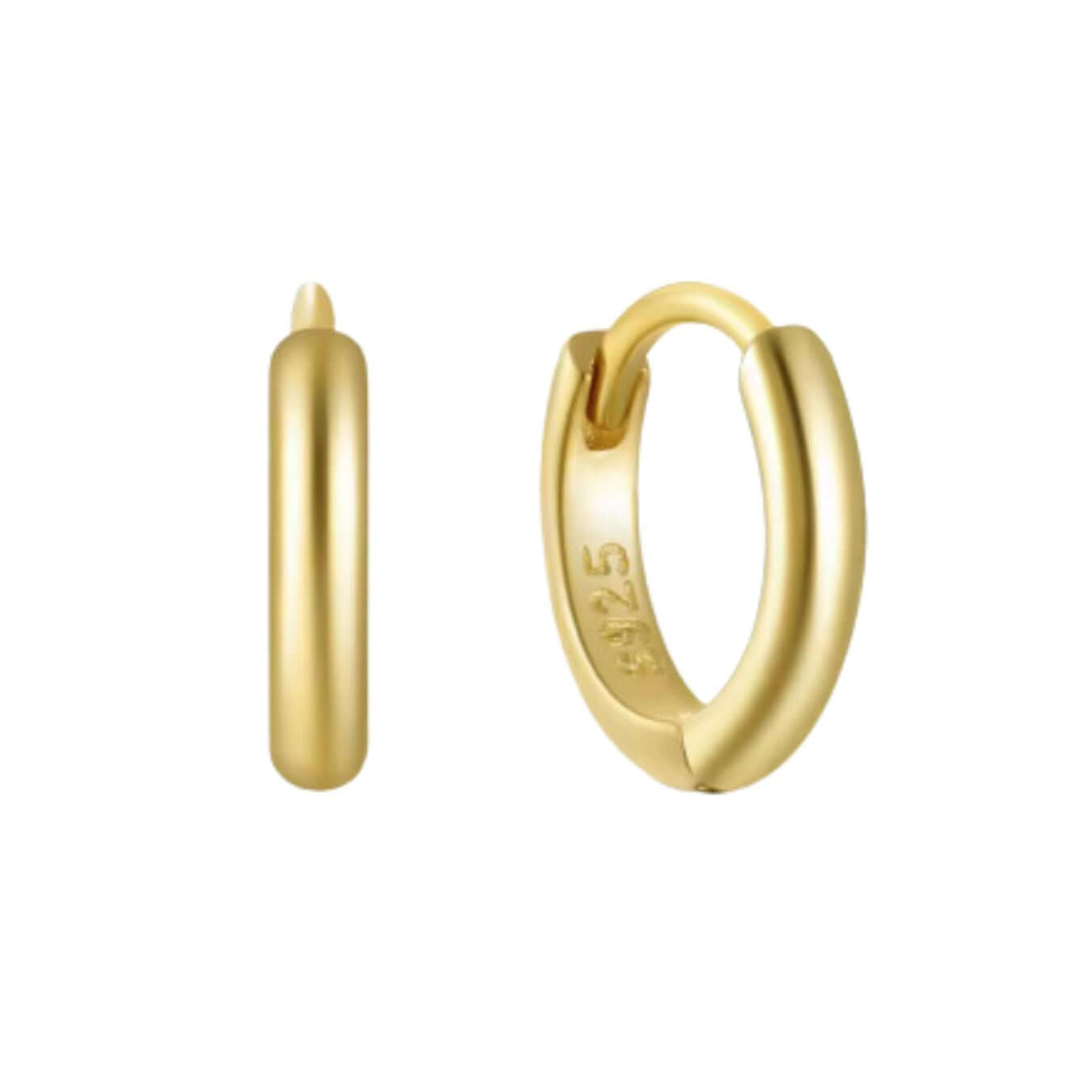 AROS ARGOLLAS DE PLATA BAÑADAS EN ORO CLASICAS (9 MM).