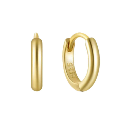 AROS ARGOLLAS DE PLATA BAÑADAS EN ORO CLASICAS (9 MM).