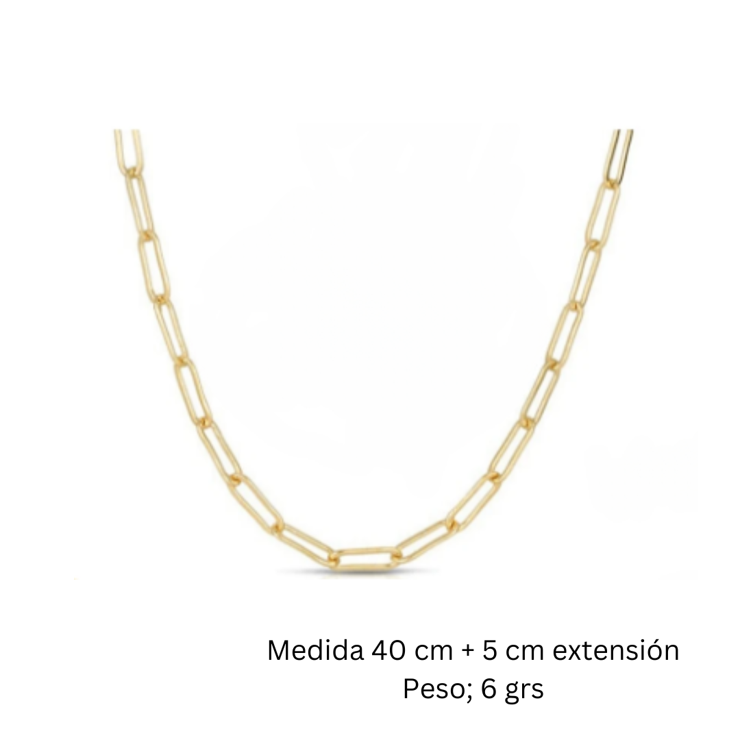 COLLAR DE ACERO QUIRÚRGICO BAÑADO EN ORO CLIP DE ESLABONES.