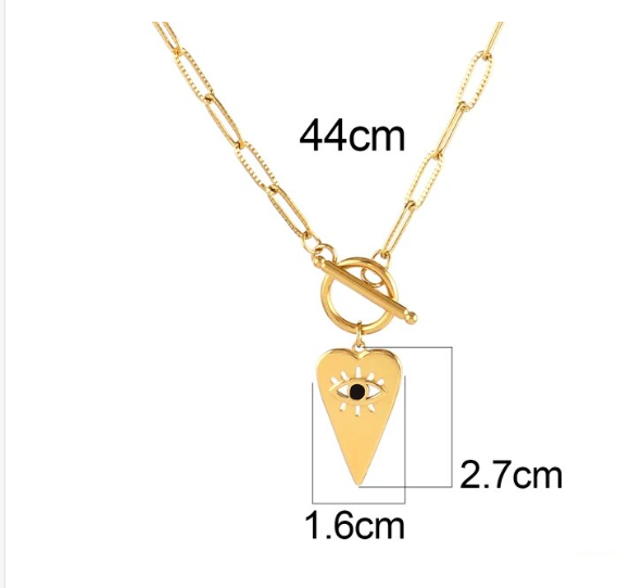 COLLAR ACERO QUIRURGICO OJO EN CORAZON