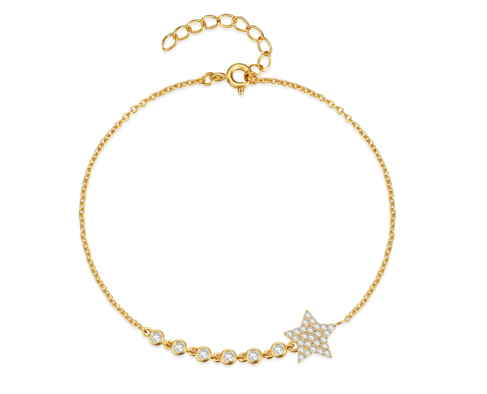PULSERA DE PLATA BAÑADA EN ORO ESTRELLA BRILLO.