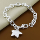 PULSERA ACERO QUIRURGICO GRUESA BAÑADA EN PLATA ESTRELLA.