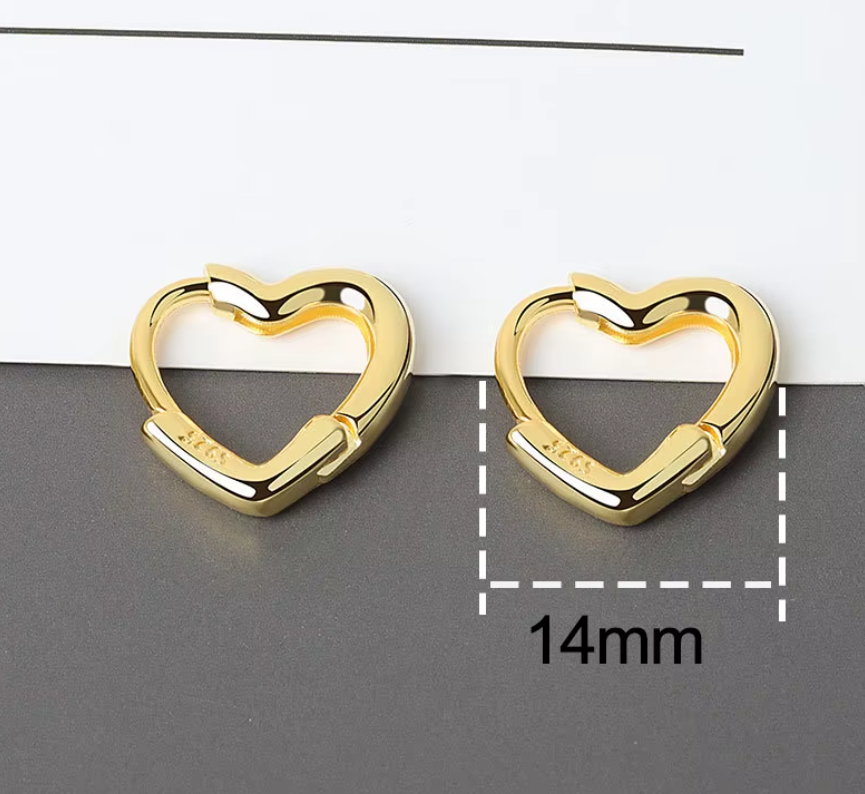 ARGOLLAS DE PLATA BAÑADA EN ORO CORAZON MEDIANA