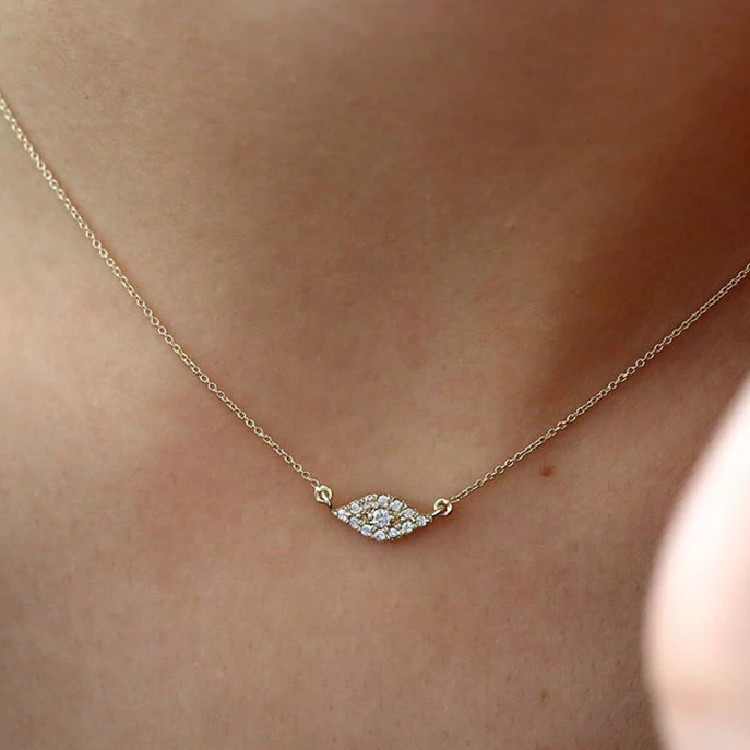 COLLAR DE PLATA BAÑADO EN ORO OJO TURCO  SIMPLE