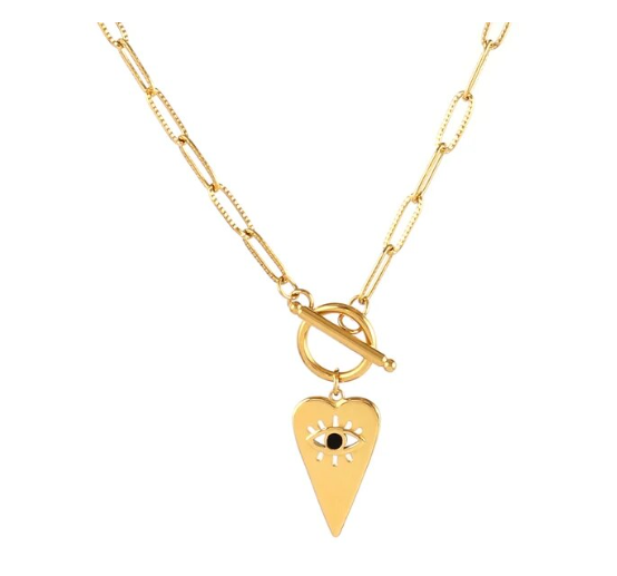 COLLAR ACERO QUIRURGICO OJO EN CORAZON