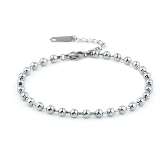 PULSERA ACERO QUIRURGICO SILVER BEADS