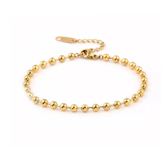 PULSERA ACERO QUIRURGICO GOLD BEADS