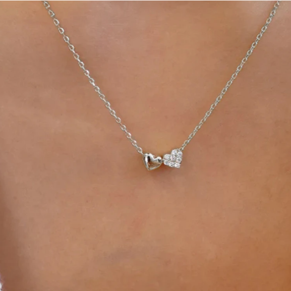COLLAR DE PLATA 925 DOBLE CORAZON