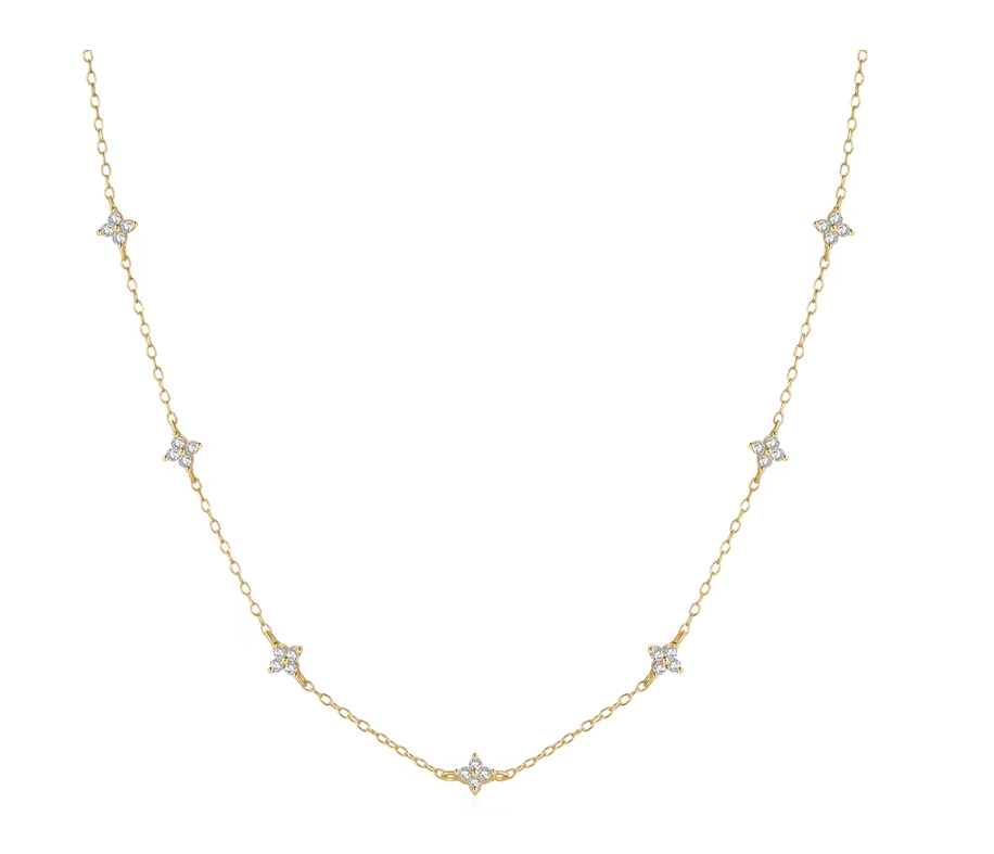 COLLAR DE PLATA BAÑADO EN ORO DESTELLOS.