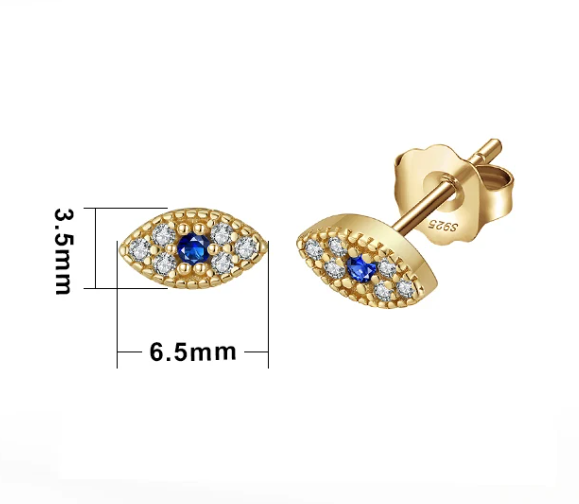 AROS DE PLATA 925 BAÑADOS EN ORO OJO TURCO PEQUEÑO.