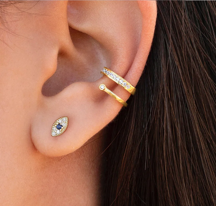 AROS DE PLATA 925 BAÑADOS EN ORO OJO TURCO PEQUEÑO.