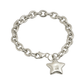 PULSERA ACERO QUIRURGICO GRUESA BAÑADA EN PLATA ESTRELLA.