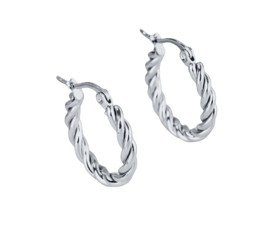 ARGOLLAS DE ACERO QUIRÚRGICO PLATEADAS TWIST