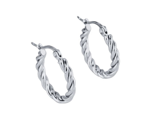 ARGOLLAS DE ACERO QUIRÚRGICO PLATEADAS TWIST