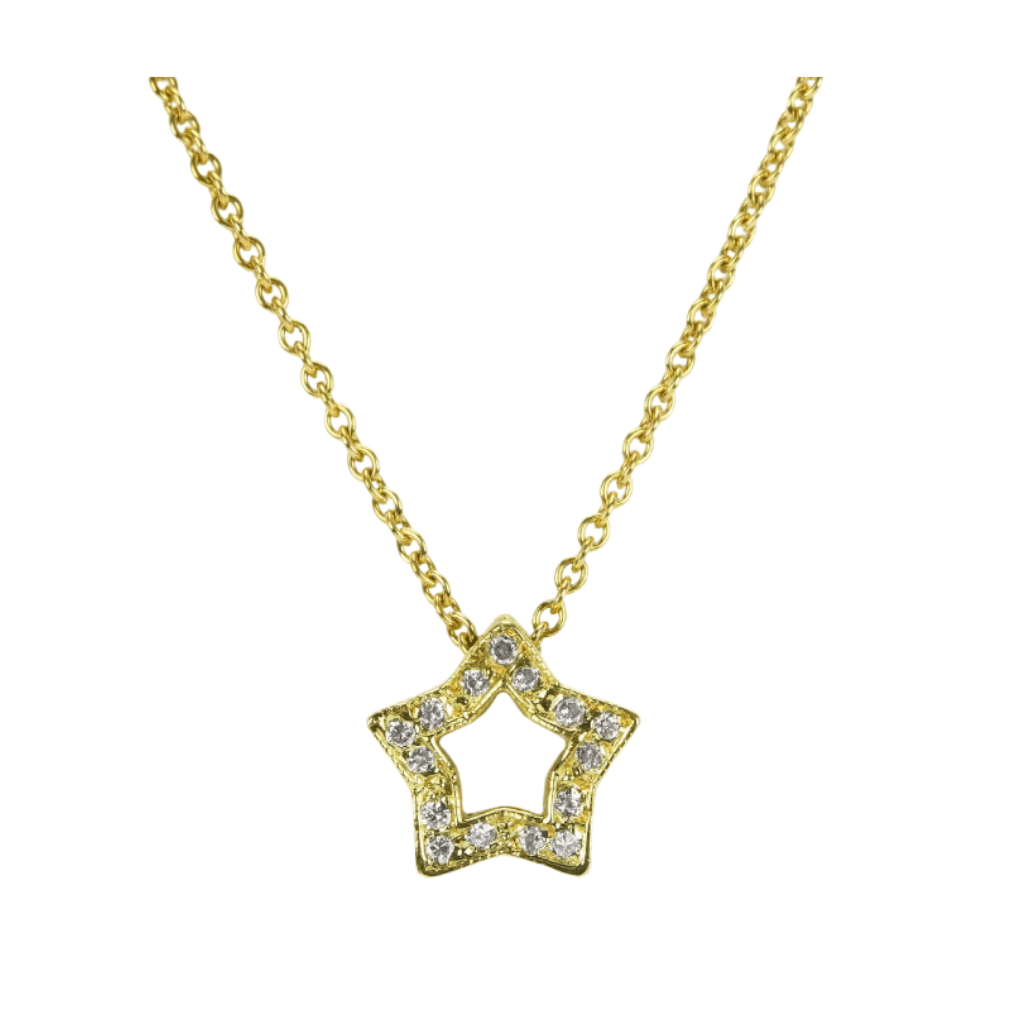 COLLAR DE PLATA BAÑADO EN ORO ESTRELLA BRILLANTE.