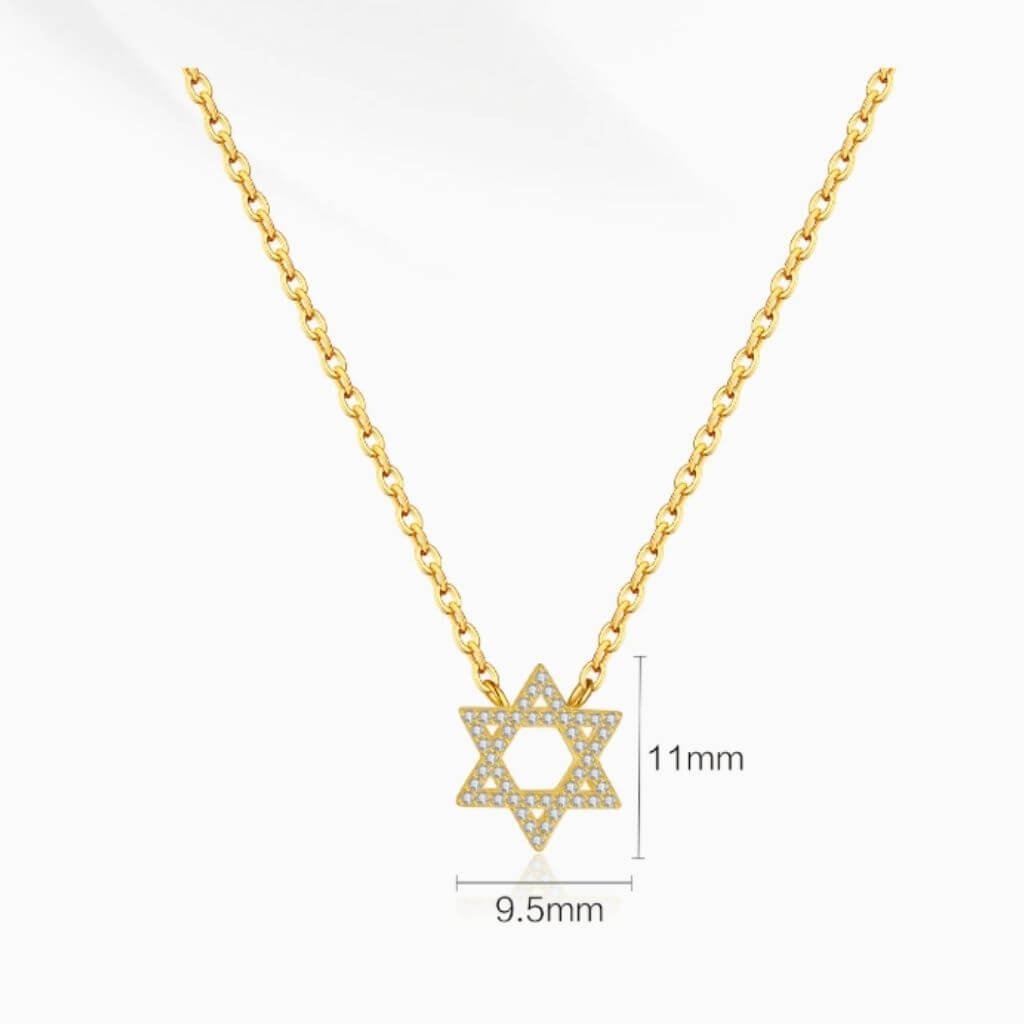COLLAR DE PLATA BAÑADO EN ORO CON CIRCONES ESTRELLA DE DAVID.