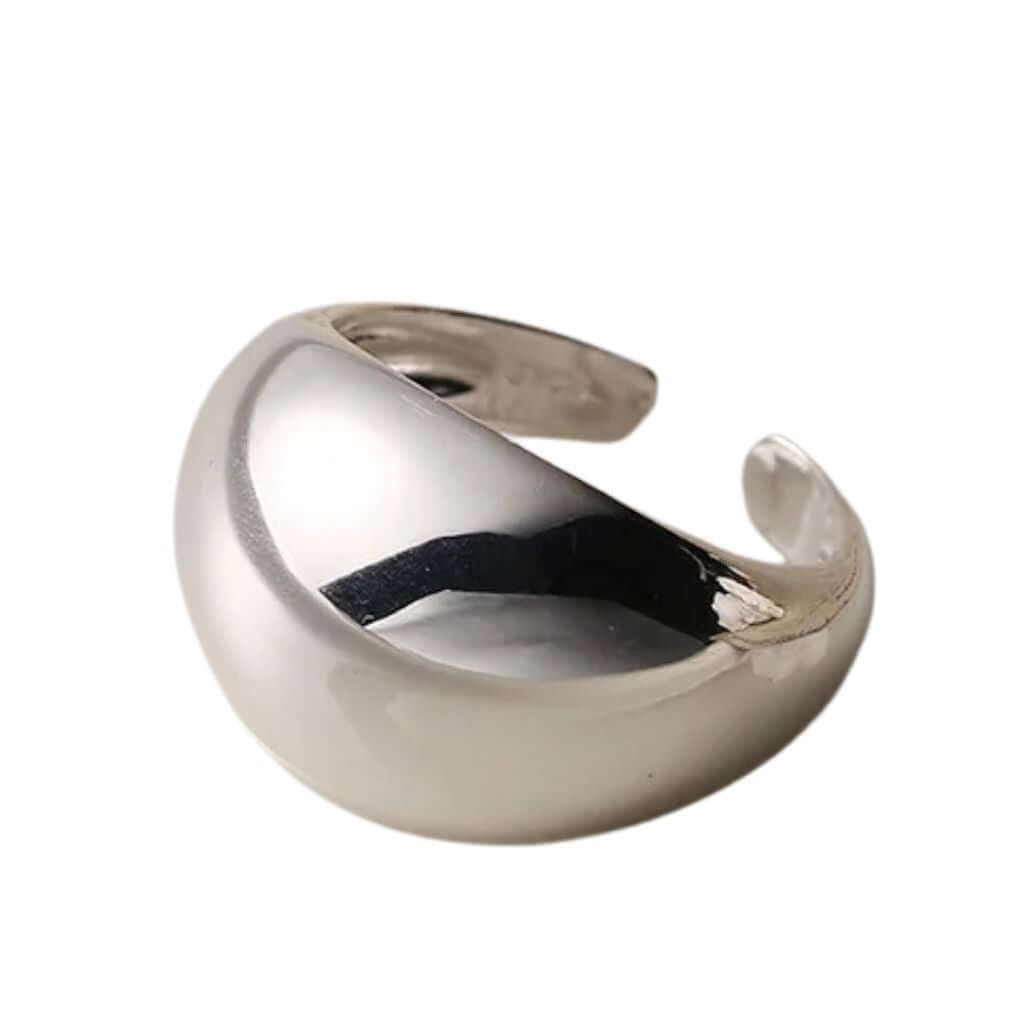 ANILLO DE ACERO QUIRÚRGICO AJUSTABLE GRUESO PLATEADO.