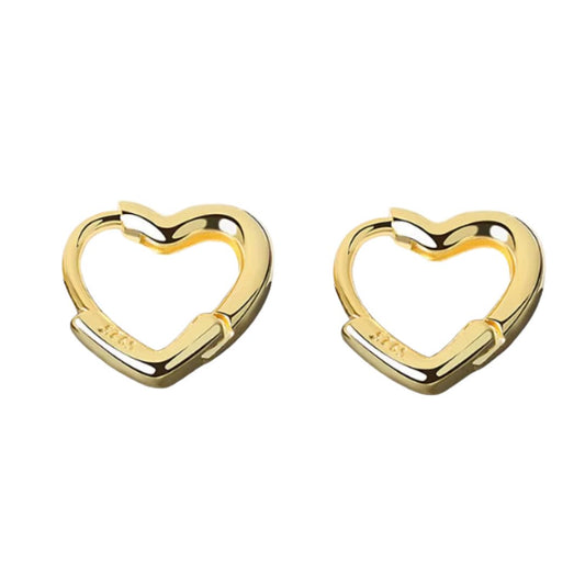 ARGOLLAS DE PLATA BAÑADA EN ORO CORAZON MEDIANA.