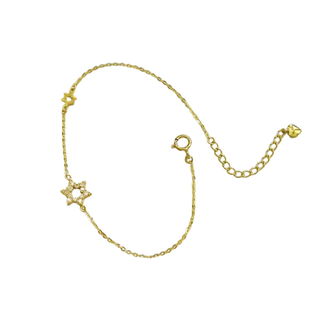 PULSERA DE PLATA BAÑADA EN ORO ESTRELLA DE DAVID