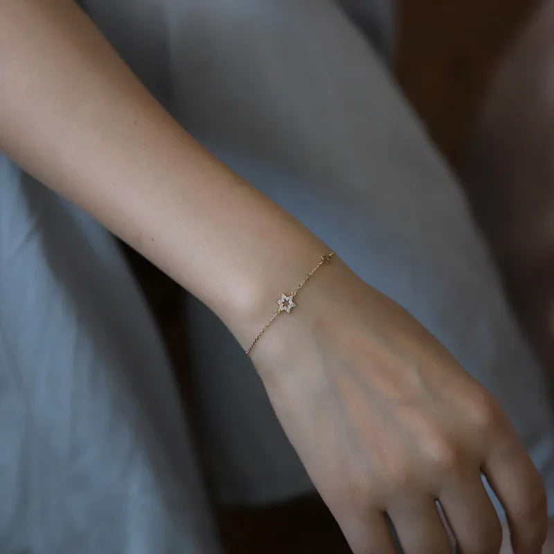 PULSERA DE PLATA BAÑADA EN ORO ESTRELLA DE DAVID