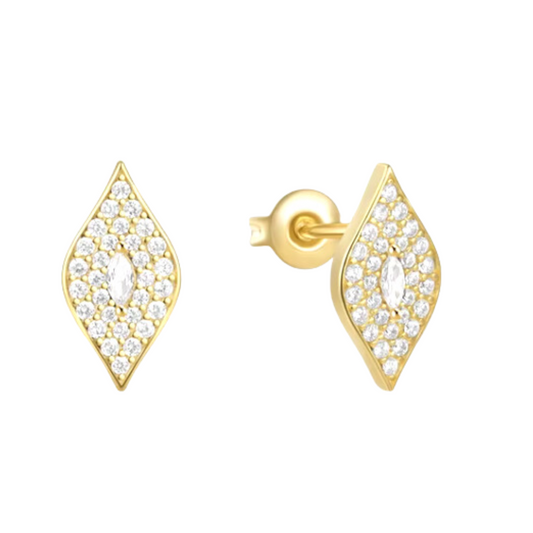 AROS DE PLATA 925 BAÑADOS EN ORO OJO TURCO BRILLANTE.