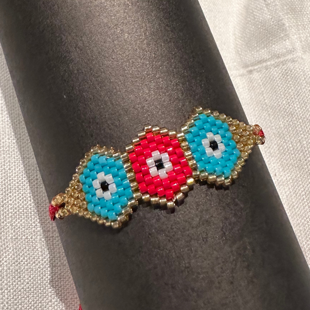 PULSERA MIYUKI ROJA 3 OJOS